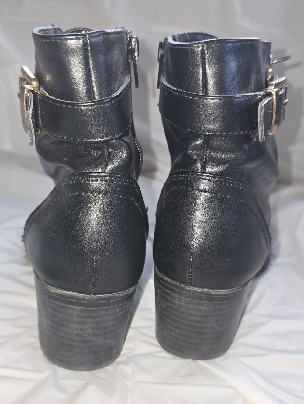 Black Ankle Boots with Gold Hardware - Picture 4 of 5